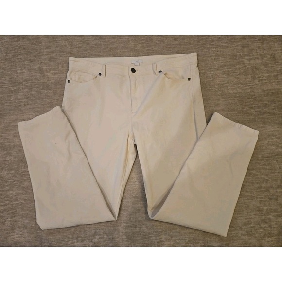 J Jill Pants Womens Size 14 Off White Cream Velvet Slim Leg Stretch Pants - Picture 2 of 7